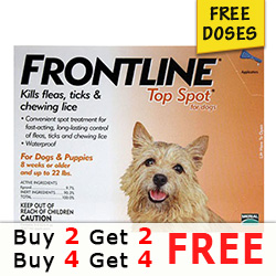 Frontline Top Spot Small Dogs 0-22 Lbs (Orange) 2 Doses + 2 Doses Free