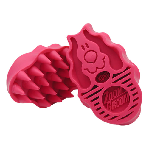 Kong Zoom Groom Brush For Dogs Raspberry 1 Piece