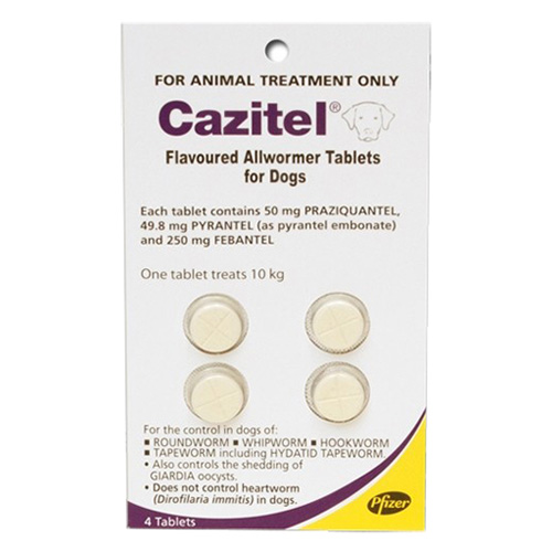 

Cazitel Flavoured Allwormer For Dogs 10kg 4 Tablet