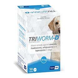

Triworm-D De-Wormer For Dogs 4 Tablet