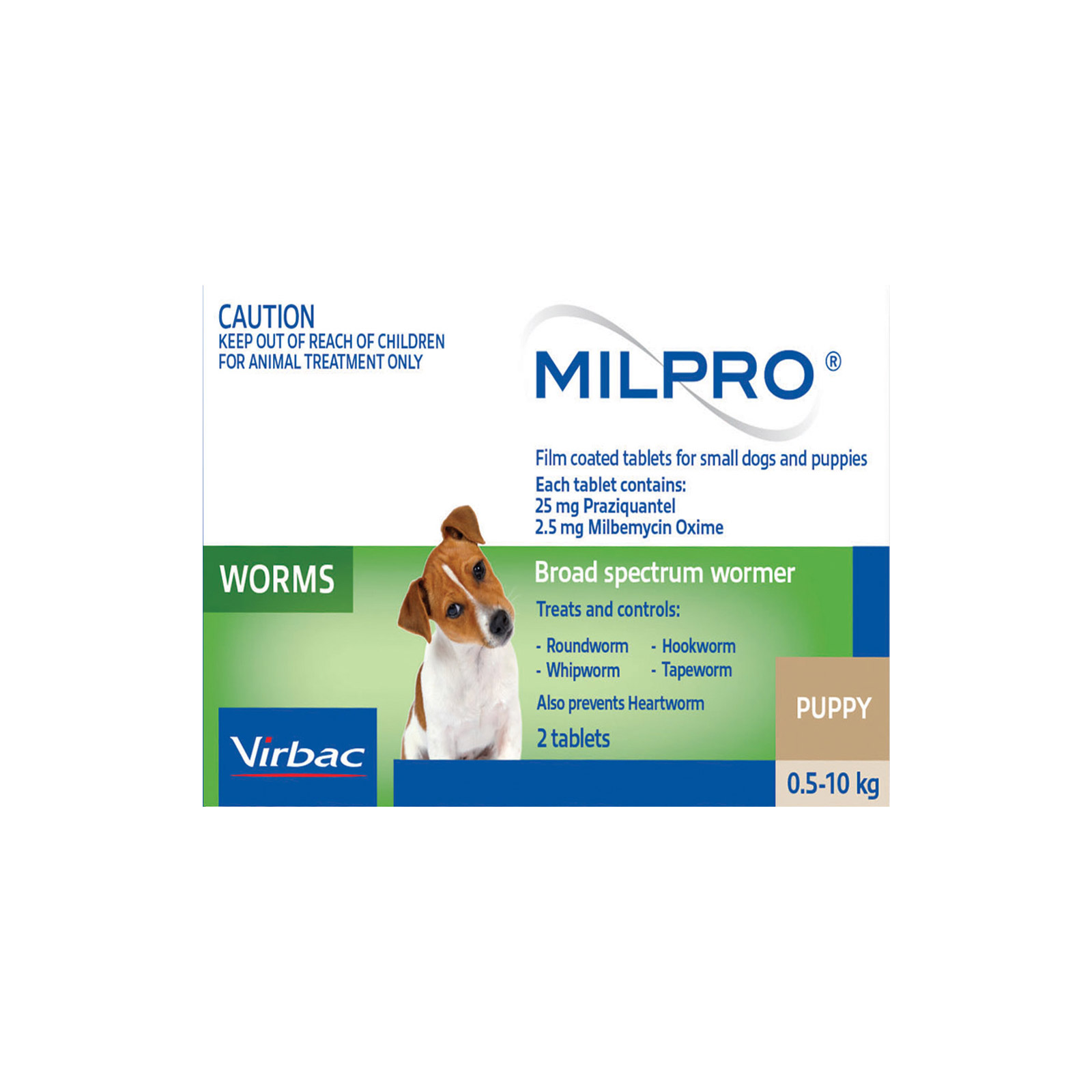 Milpro Allwormer For Dogs 0.5 - 5 Kg (Up To 11lbs) 2 Tablet