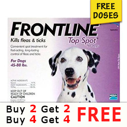 

Frontline Top Spot Large Dogs 45-88lbs (Purple) 2 Doses + 2 Doses Free