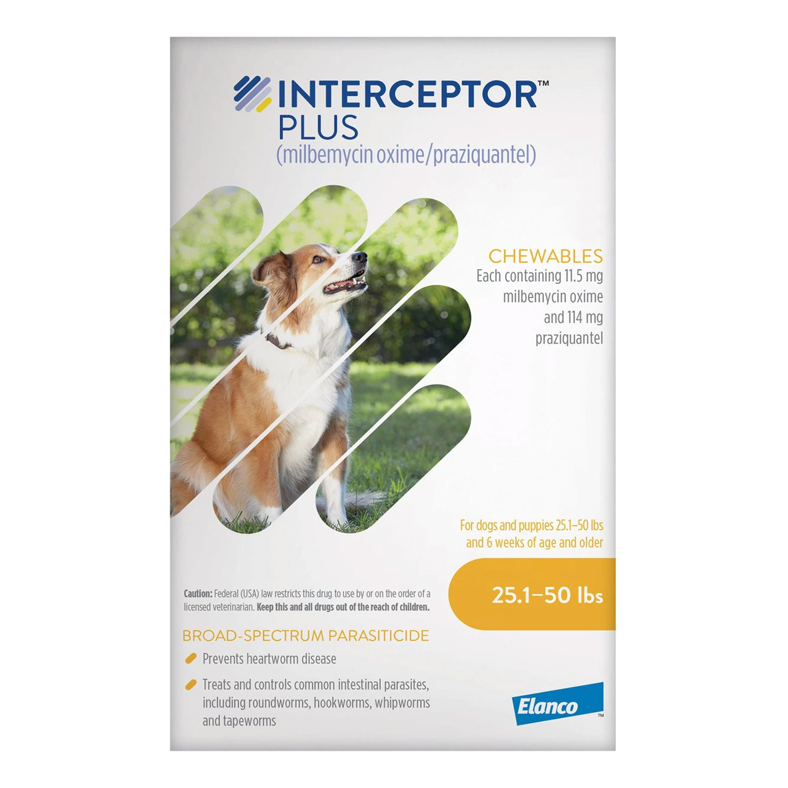 Interceptor Plus Chew (Interceptor Spectrum) For Dogs 25.1 - 50lbs Yellow 3 Chews
