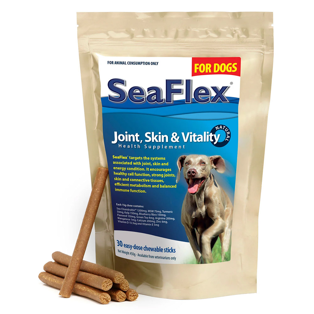 "Seaflex Joint, Skin & Vitality Health Supplement For Dogs 450gm (30 Sticks) 1 Pack"