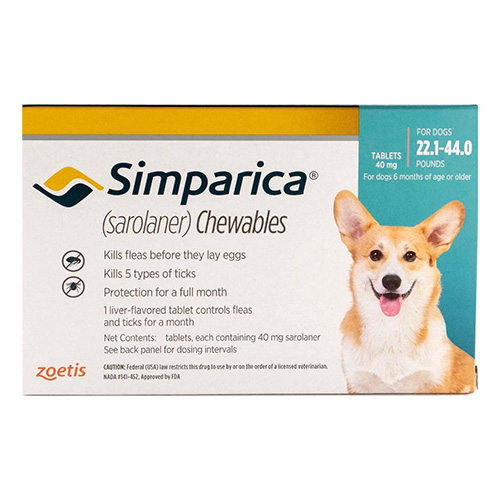 Simparica Chewables For Dogs 22.1-44 Lbs (Blue) 6 Pack