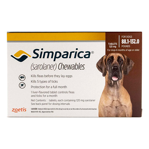 Simparica Chewables For Dogs Above 88 Lbs (Red) 3 Pack