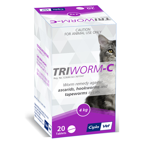Triworm-C De-Wormer For Cats 8 Tablet -  Cipla-Vet-Triworm-C-De-wormer-11251