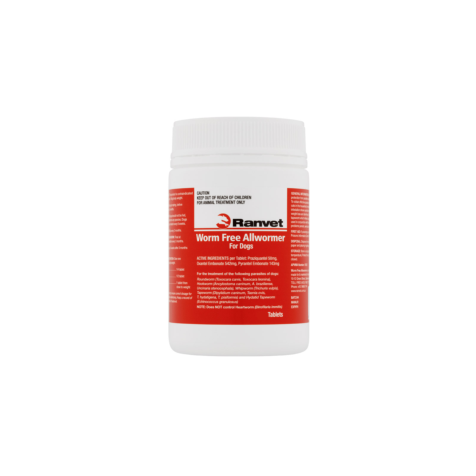 Ranvet Allwormer For Small Dogs 10kg (22lbs) 25 Tablet