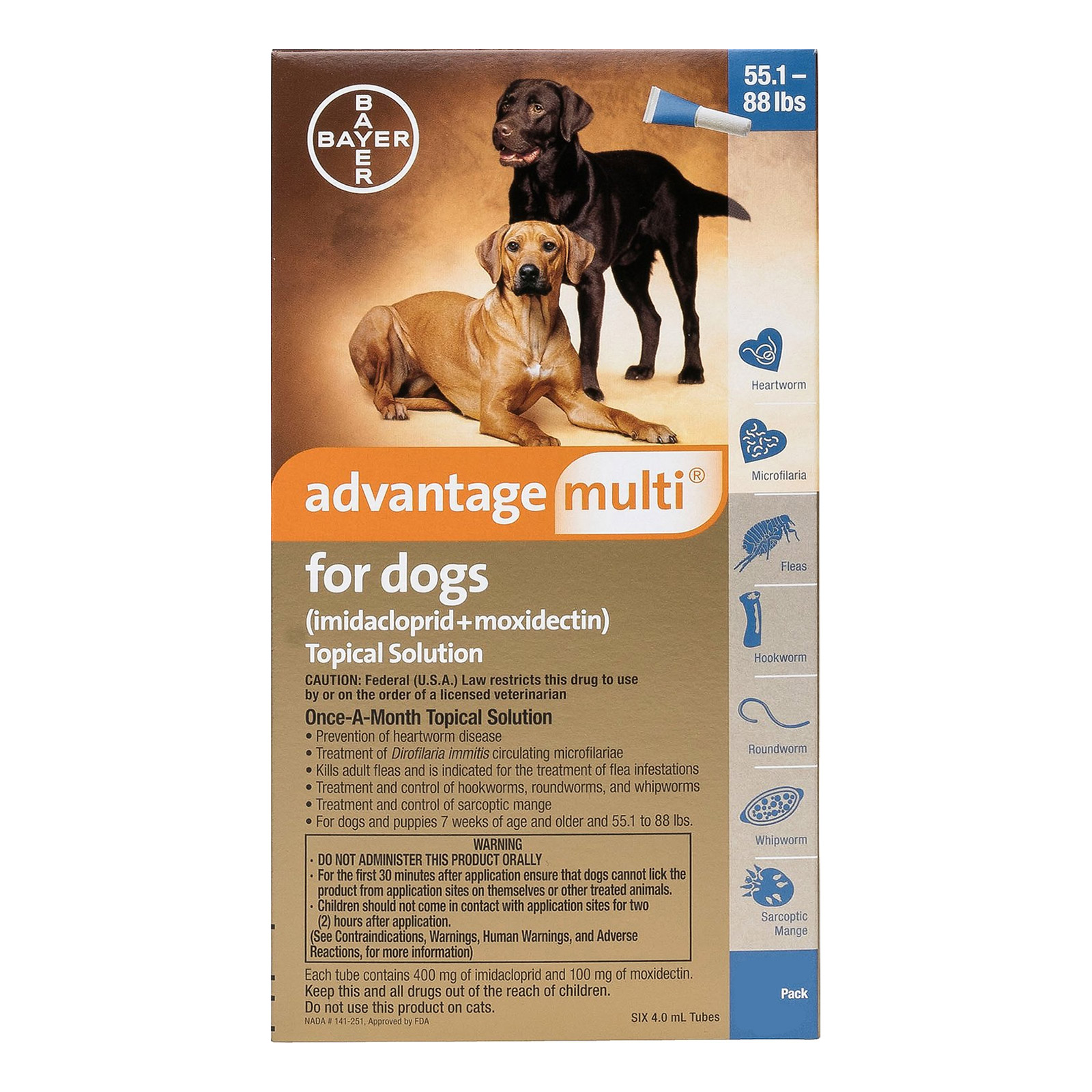 Advantage Multi (Advocate) Extra Large Dogs 55.1-88 Lbs (Blue) 3 Doses