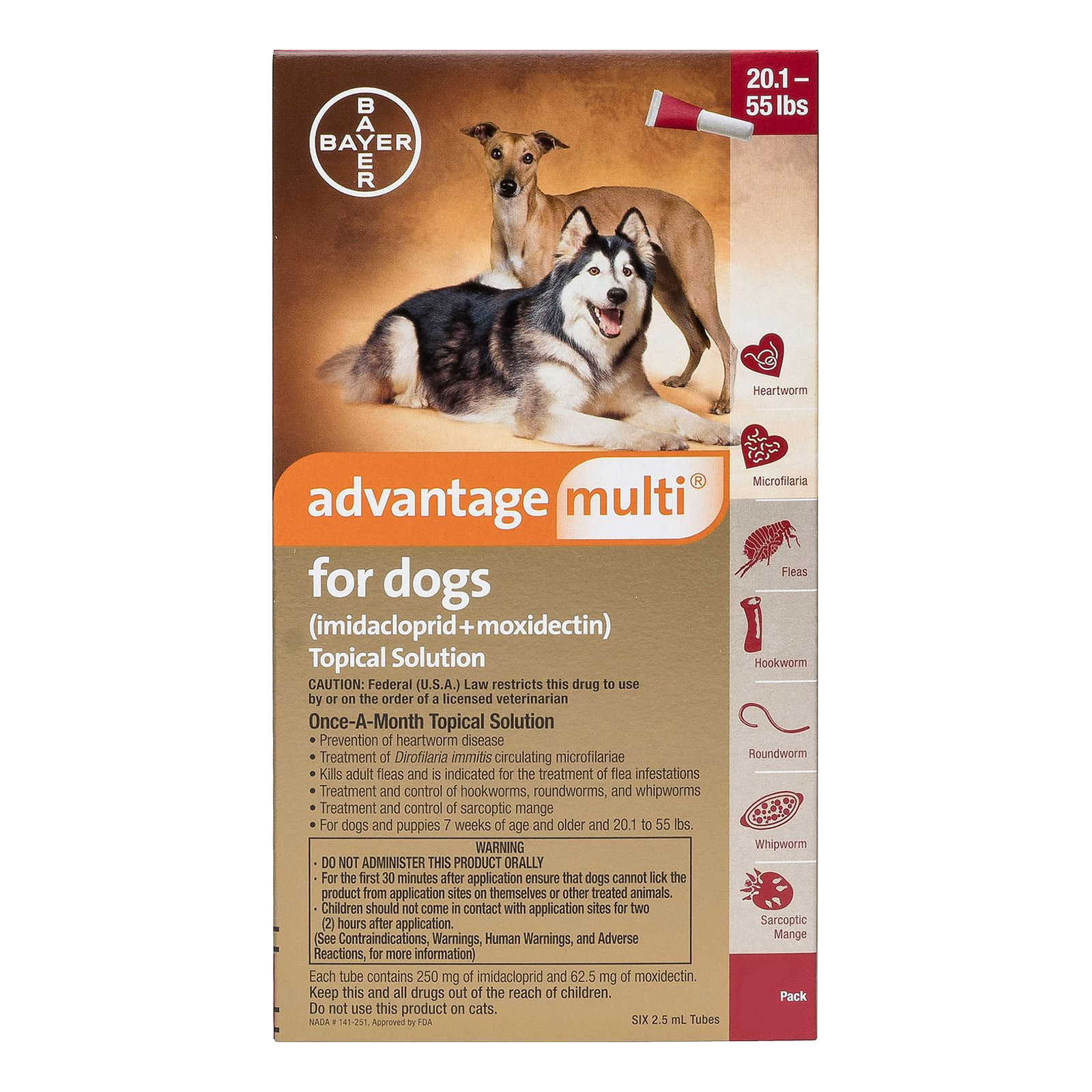 

Advantage Multi (Advocate) Large Dogs 20.1-55 Lbs (Red) 3 Doses