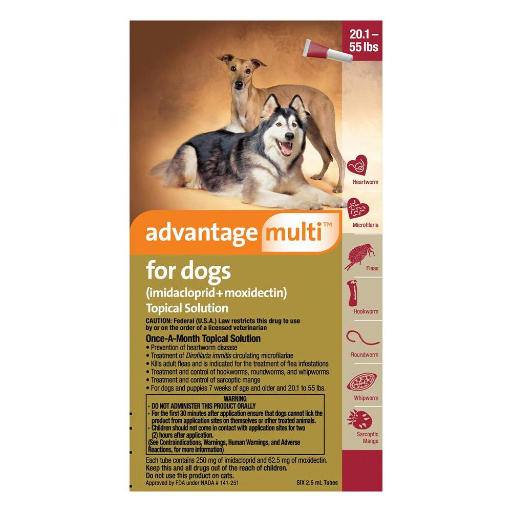 Advantage Multi (Advocate) Large Dogs 20.1-55 Lbs Red 6 Doses