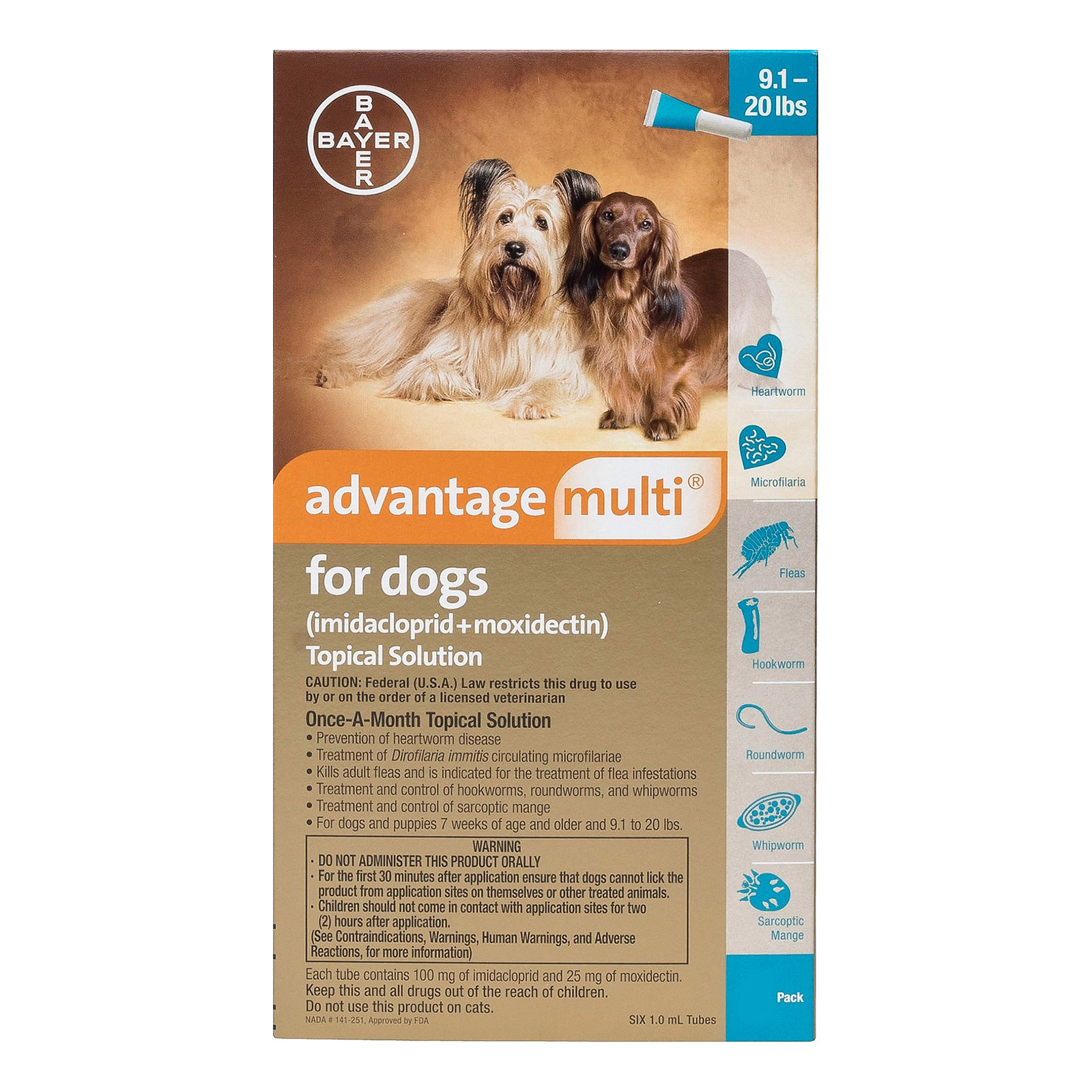 Advantage Multi (Advocate) Medium Dogs 9.1-20 Lbs (Aqua) 12 Doses