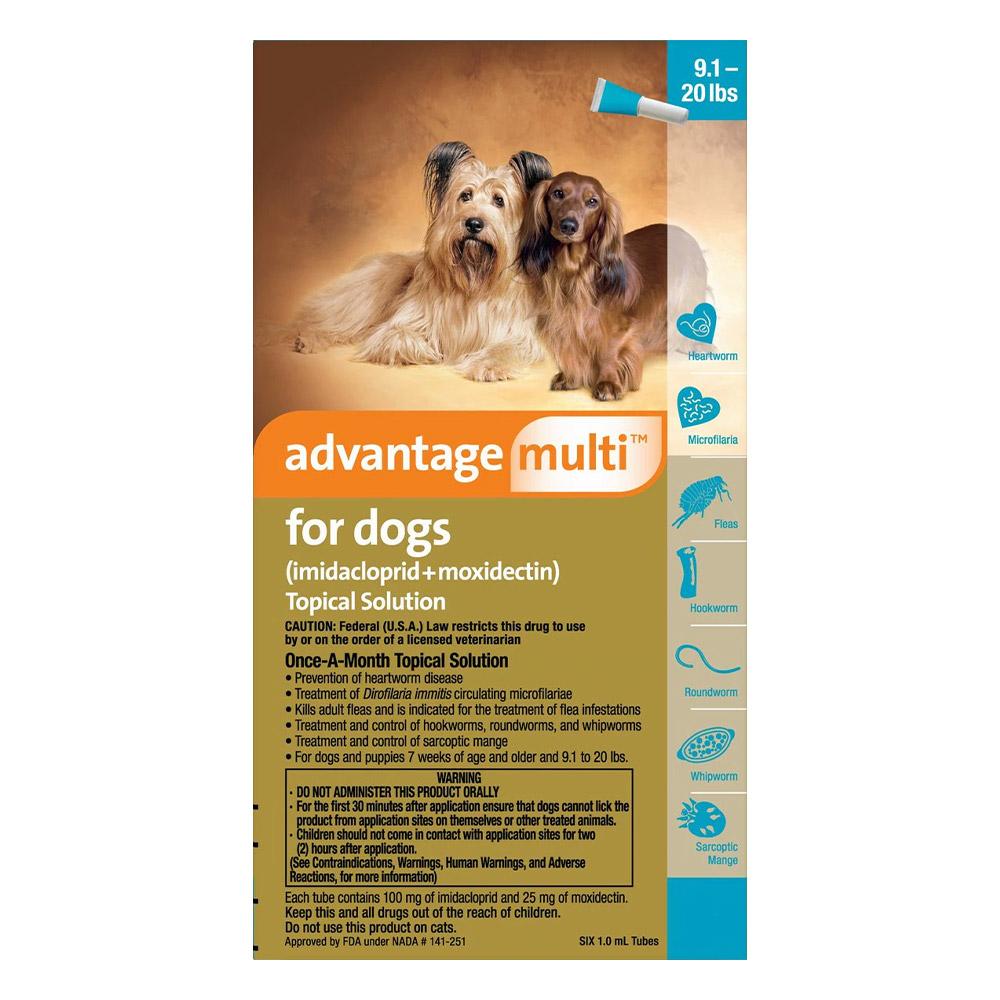Advantage Multi (Advocate) Medium Dogs 9.1-20 Lbs Aqua 12 Doses