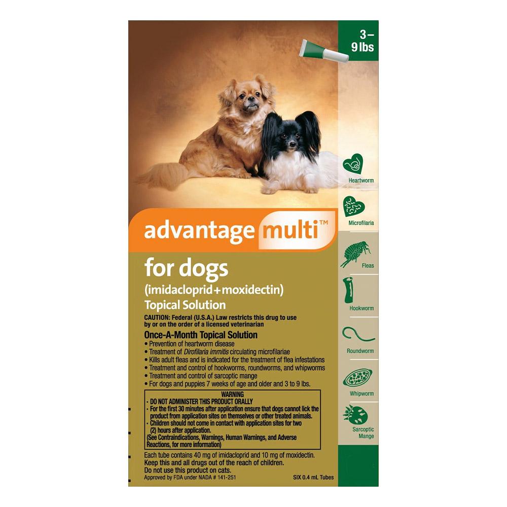 Advantage Multi (Advocate) Small Dogs 3-9 Lbs Green 3 Doses