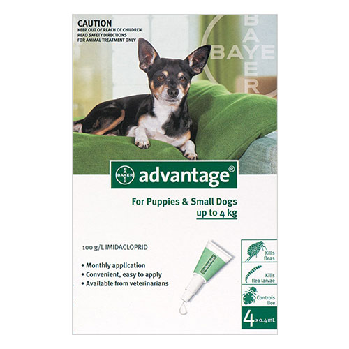 

Advantage Small Dogs/ Pups 1-10lbs Green 4 Doses