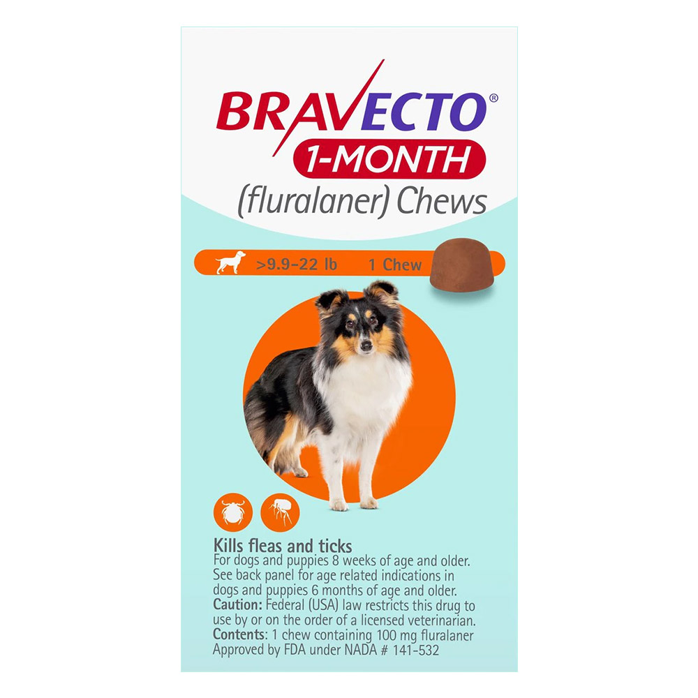 Bravecto 1 Month Chew For Small Dogs 9.9 To 22lbs Orange