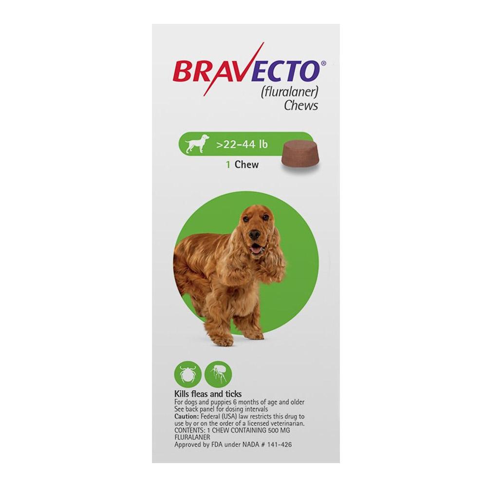 Bravecto For Medium Dogs 22- 44 Lbs Green 1 Chews