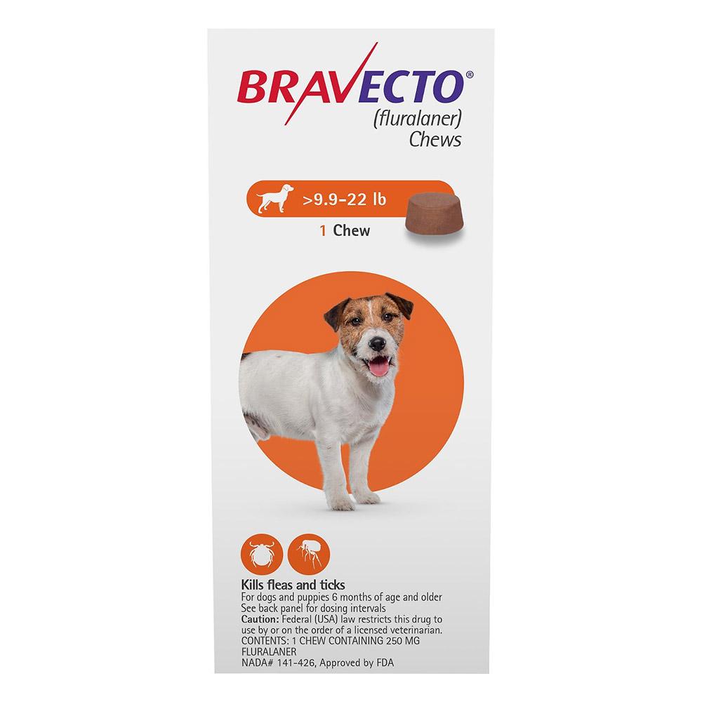 Bravecto For Small Dogs 9.9-22lbs Orange 3 Chews