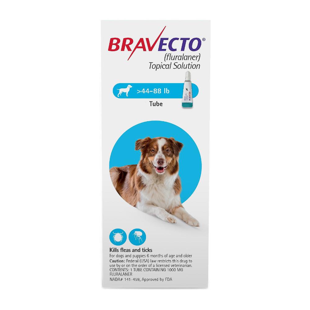 Bravecto Topical For Large Dogs 44 - 88 Lbs Blue 3 Doses