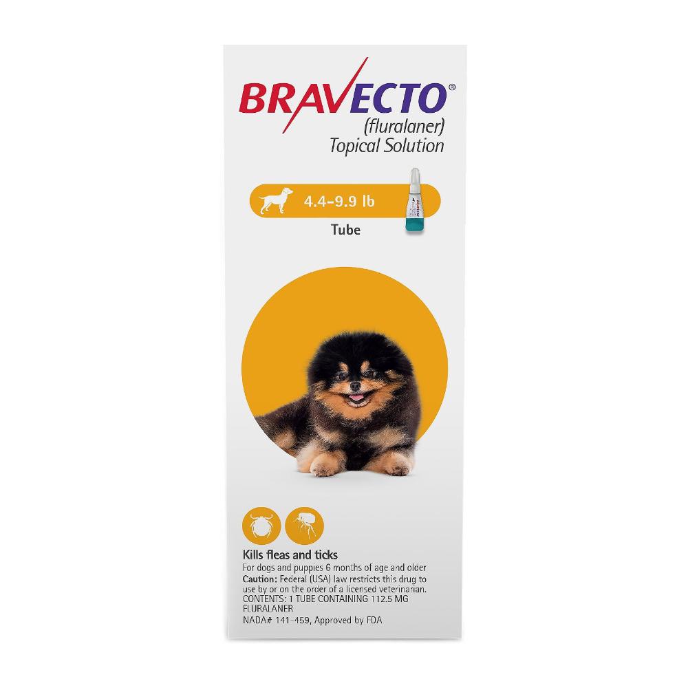 Bravecto Topical For X-Small Dogs 4.4 - 9.9 Lbs Yellow 1 Dose