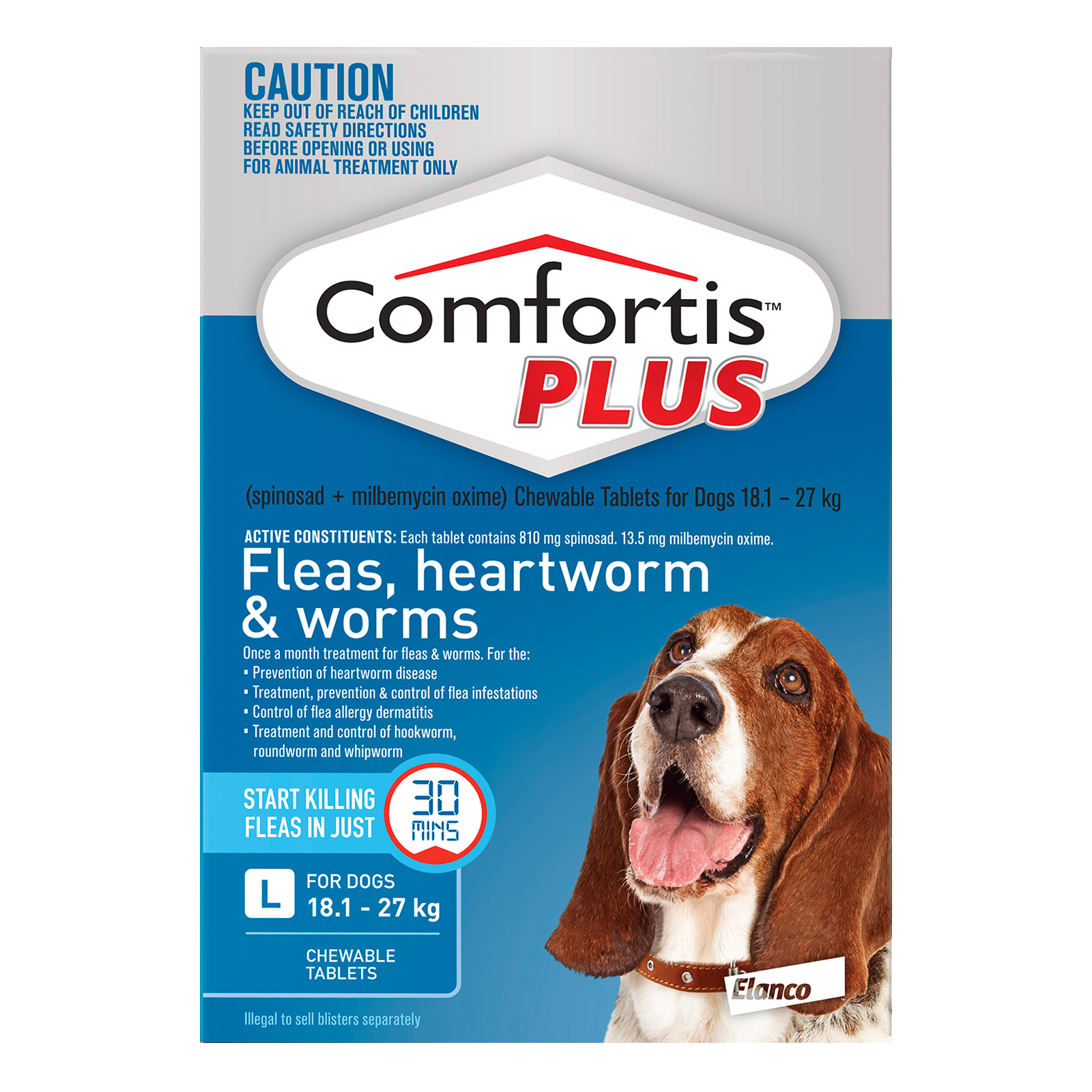 

Comfortis Plus For Large Dogs 18.1-27 Kg (40.1 - 60 Lbs) Blue 6 Chews