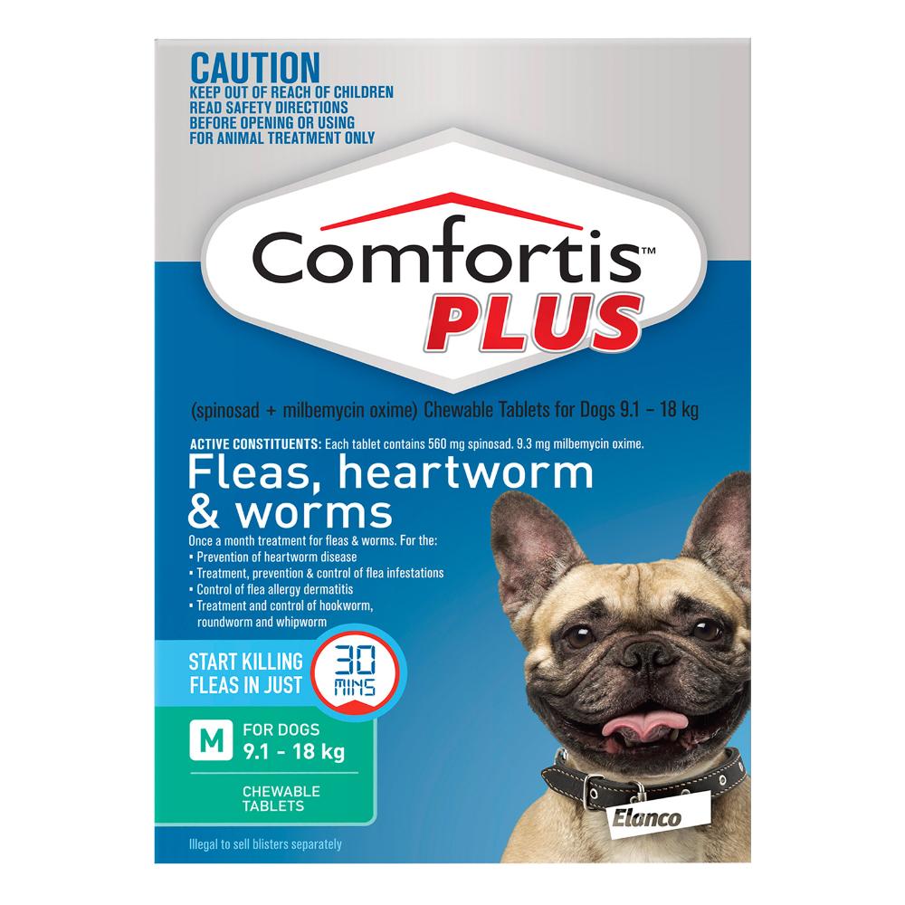 Comfortis Plus (Trifexis) For Medium Dogs 9.1-18 Kg 20.1 - 40lbs Green 6 Chews