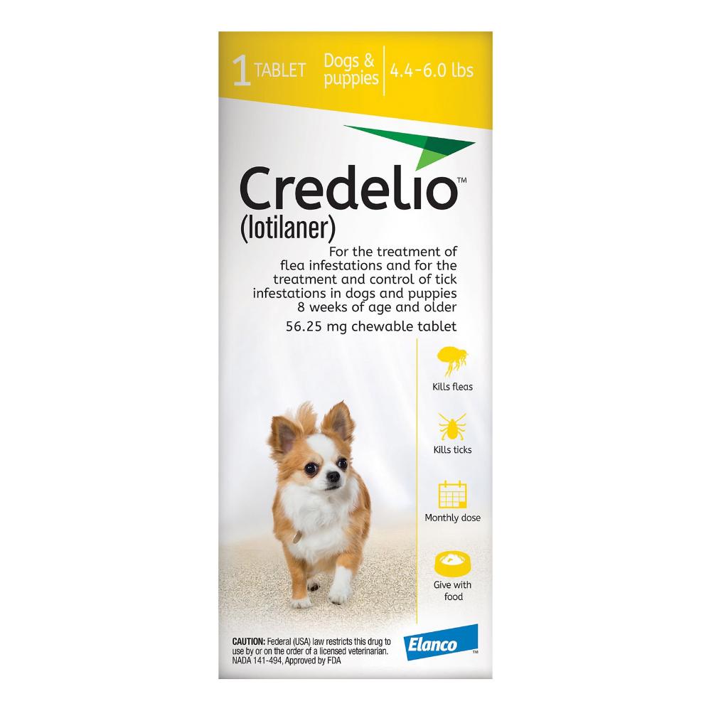 Credelio For Dogs 04 To 06 Lbs 56.25 Mg Yellow 12 Doses