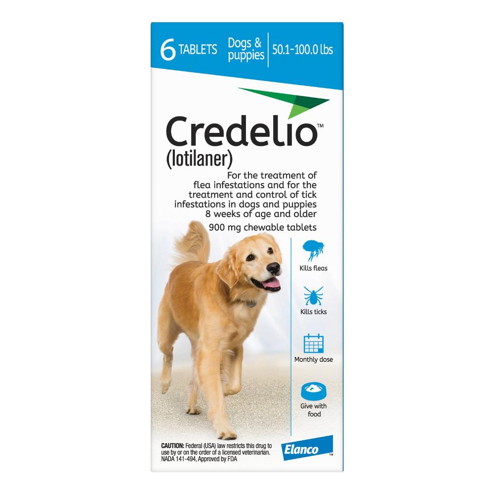 Credelio For Dogs 50 To 100 Lbs 900mg Blue 6 Doses