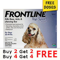 Frontline Top Spot Medium Dogs 23-44lbs Blue 2 + 2 Doses Free