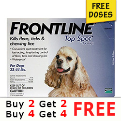 Frontline Top Spot Medium Dogs 23-44lbs Blue 4 + 4 Doses Free