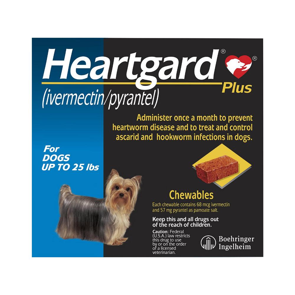 Heartgard Plus Chewables Small Dogs Up To 25lbs Blue 12 Doses