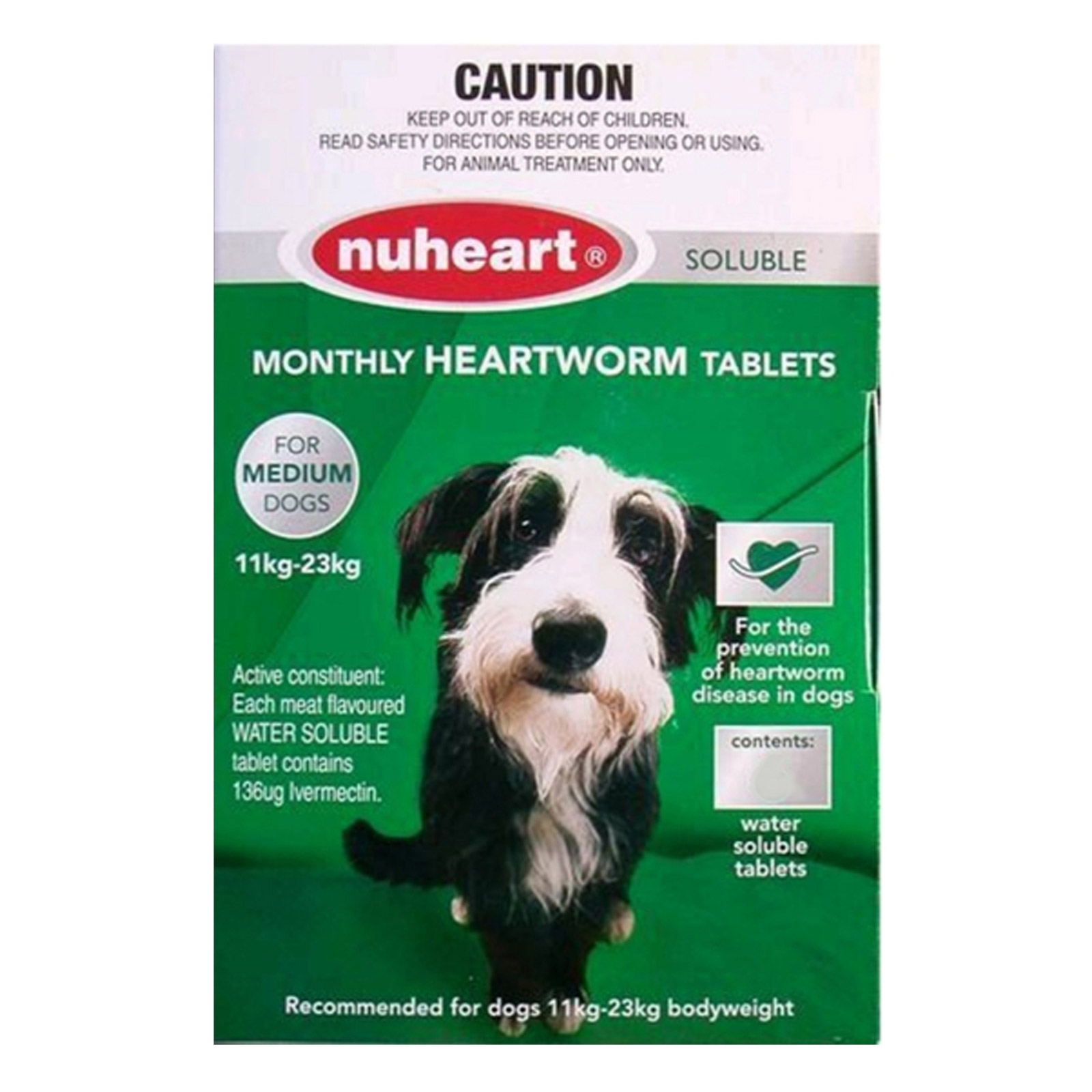

Nuheart Generic Heartgard Medium Dogs 26-50lbs (Green) 6 Tablet