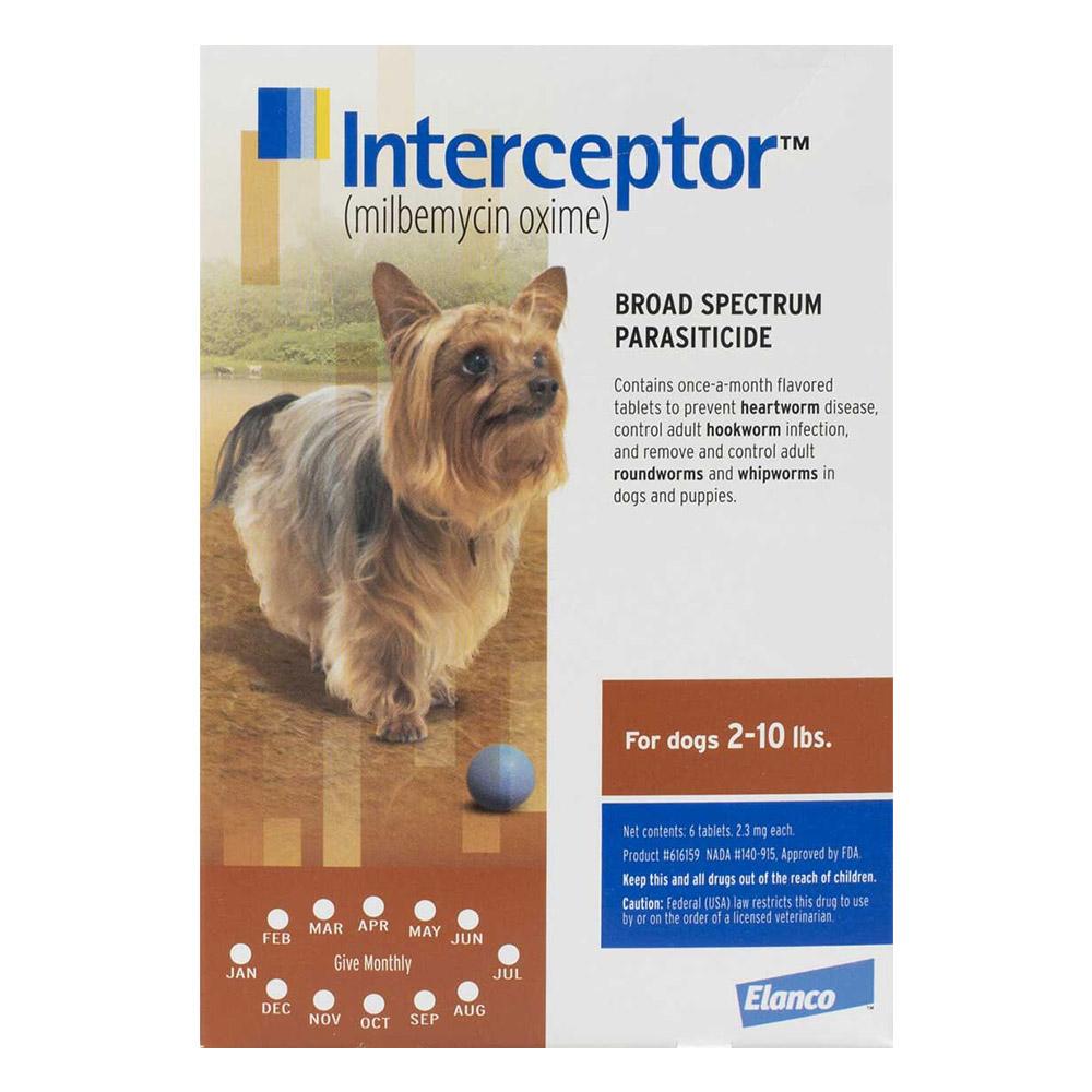 Interceptor For Dogs 2-10 Lbs Brown 6 Chews