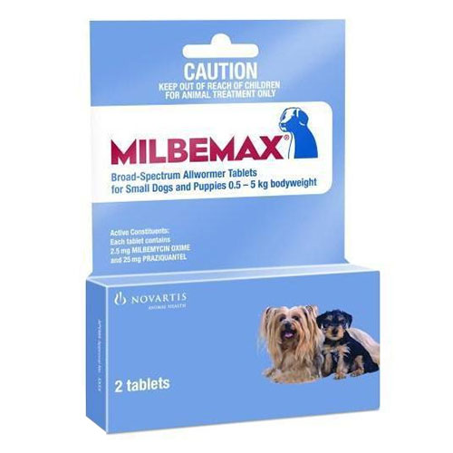 

Milbemax Small Dog Under 5 Kgs 2 Tablet
