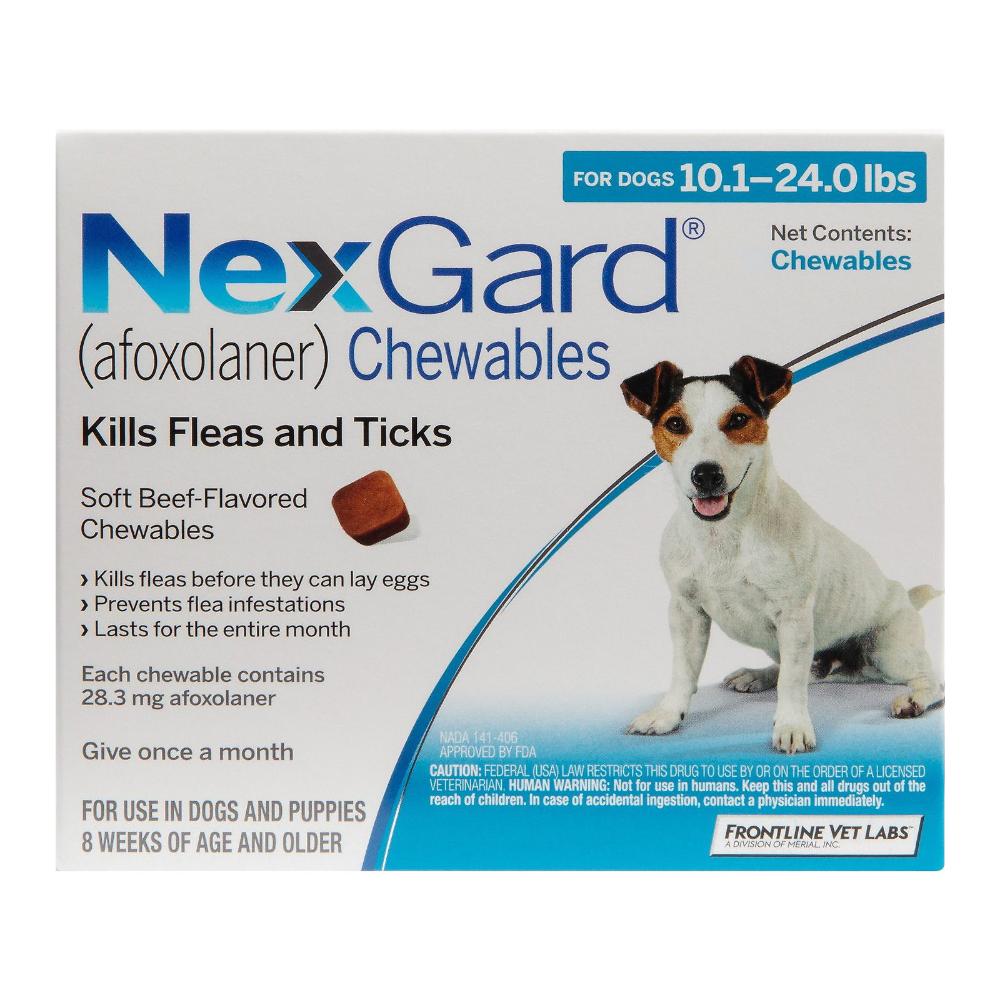 Nexgard Chewables For Medium Dogs 10.1-24 Lbs Blue 28mg 12 Chews