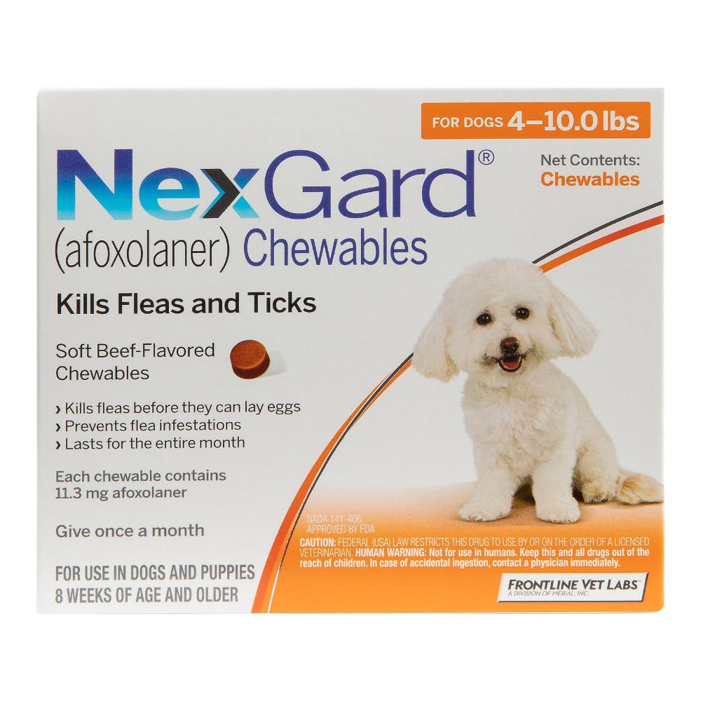 Nexgard Chewables For Small Dogs 4-10lbs Orange 11mg 12 Chews