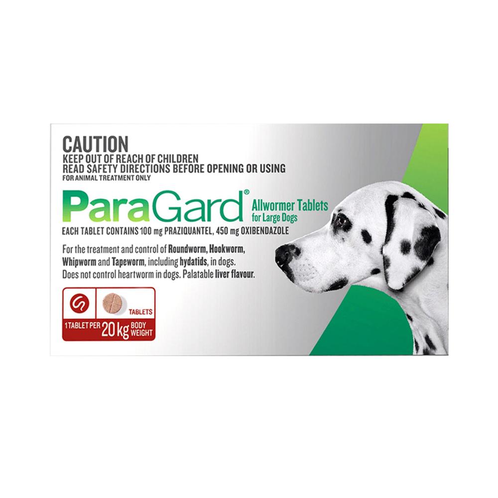 Paragard Allwormer For Large Dogs 44 Lbs 20 Kg red 3 Tablet