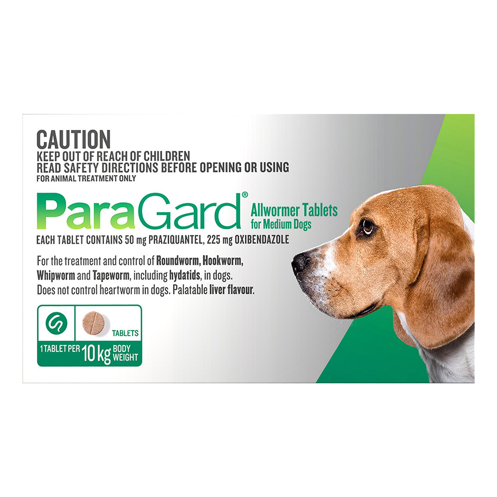 

Paragard Allwormer For Medium Dogs 22 Lbs (10kg) Green 4 Tablet