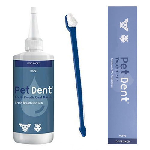 

Pet Dent Dental Kit For Cats And Dogs (Tooth Brush + Paste + Oral Rinse) 1 Pack