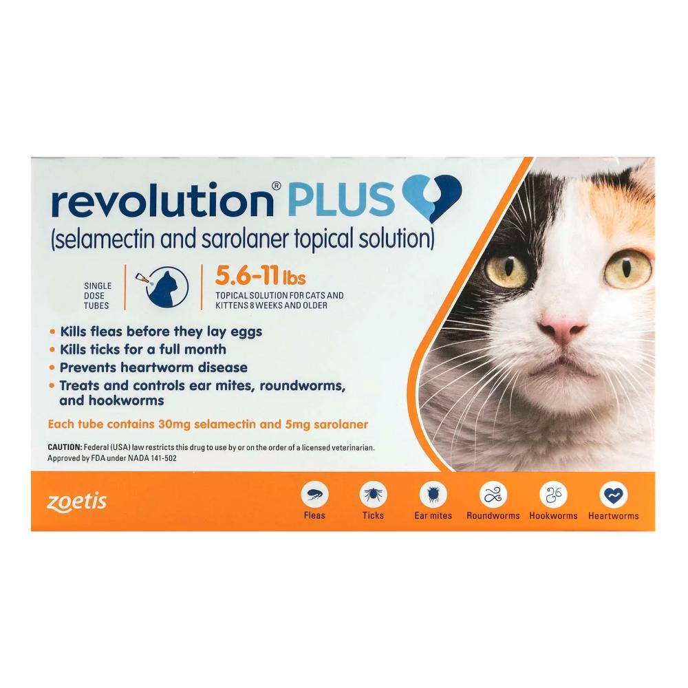 Revolution Plus For Medium Cats 5.5-11lbs 2.5-5kg Orange 6 Pack