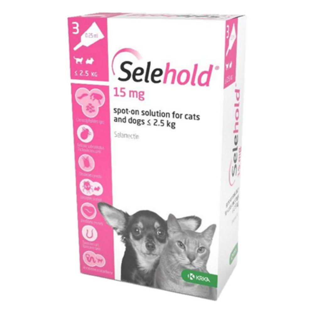 Selehold For Puppy/Kittens Upto 5.5lbs Pink 15mg/0.25ml 6 Pack