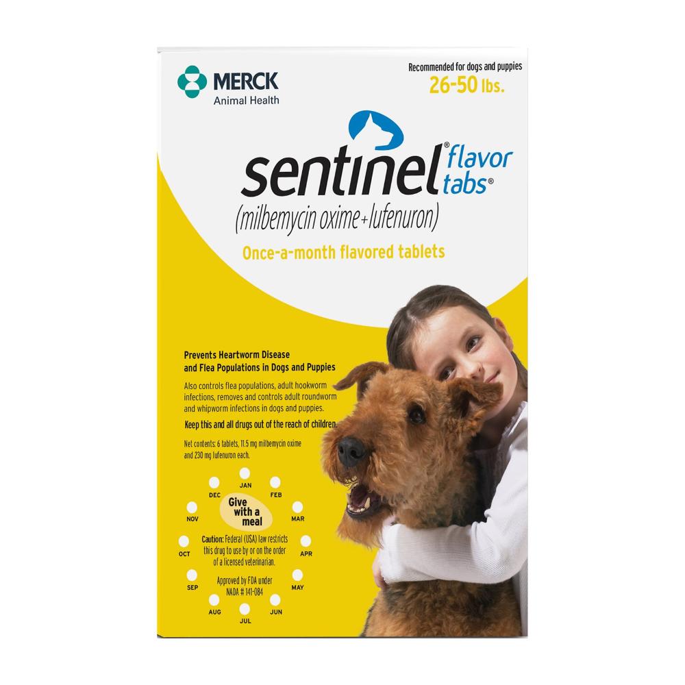 Sentinel For Dogs 26-50 Lbs Yellow 12 Chews