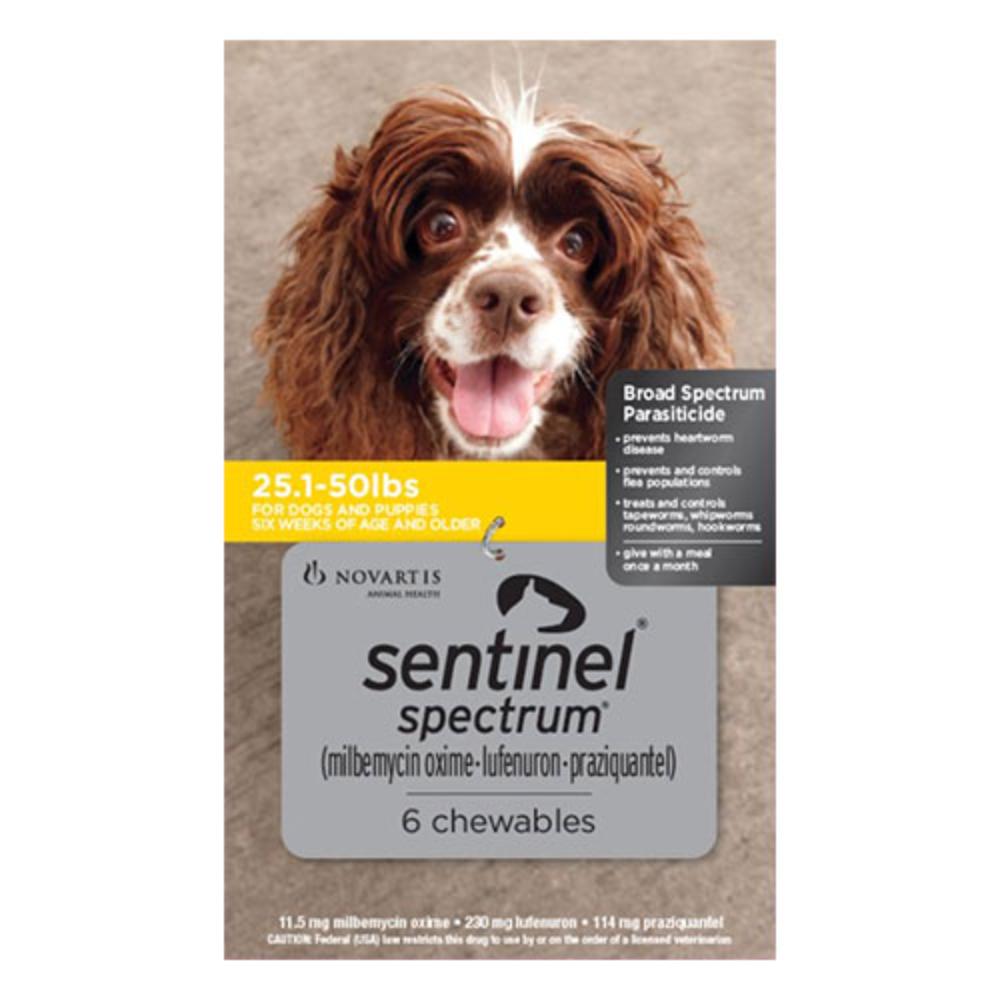 Sentinel Spectrum Yellow For Dogs 25.1-50 Lbs 3 Chews