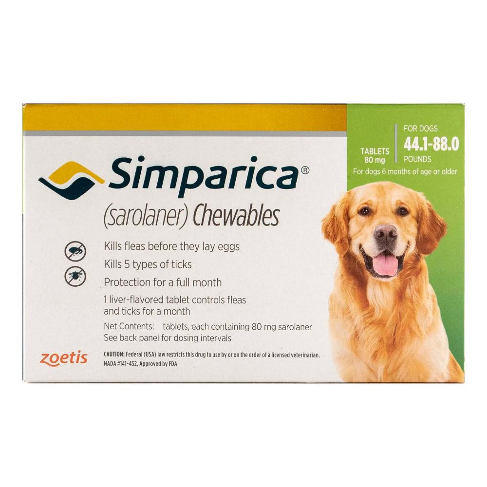 Simparica Chewables For Dogs 44.1-88 Lbs Green 6 Pack